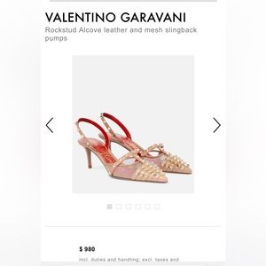 VALENTINO GARAVANI Rockstud Alcove leather and mesh slingback pumps. Size 37.